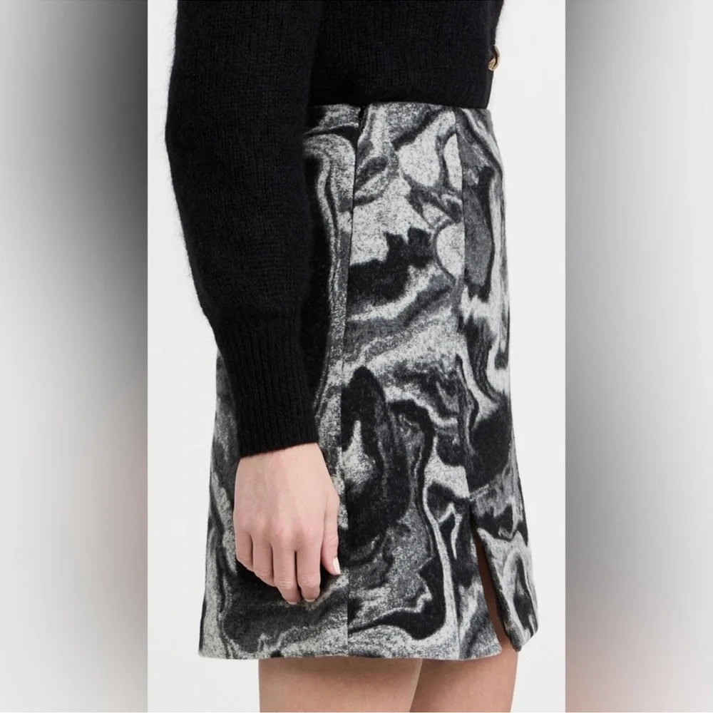 HOLZWEILER Wool Blend Bella Mini Skirt w/ Slit Grey Mix Size XS